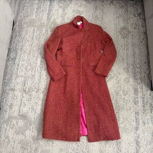 Stylish Red Trench Coat for Women with Pink Lining